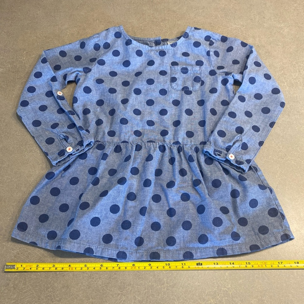 Carter’s Girls Size 6 Cotton Denim Top With Polka Dots And Buttons